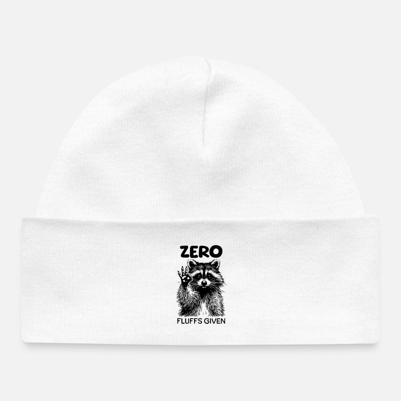 Zéro peluche donnée | Drôle d’imprimé raton laveur - Bonnet bébé bio - blanc