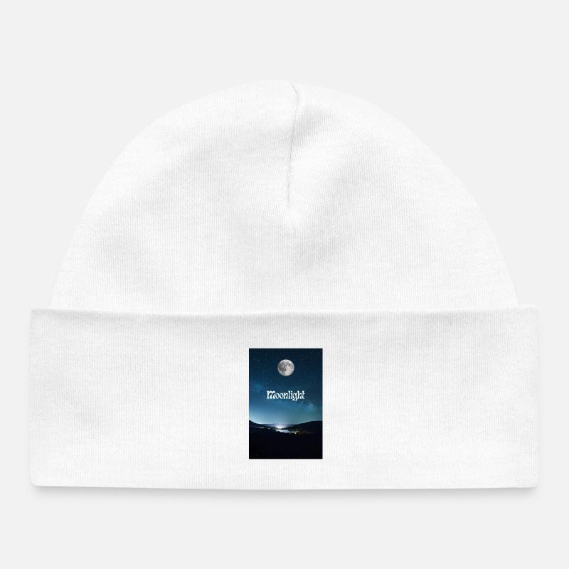 Douce nuit au clair de lune avec ciel étoilé - Bonnet bébé bio - blanc
