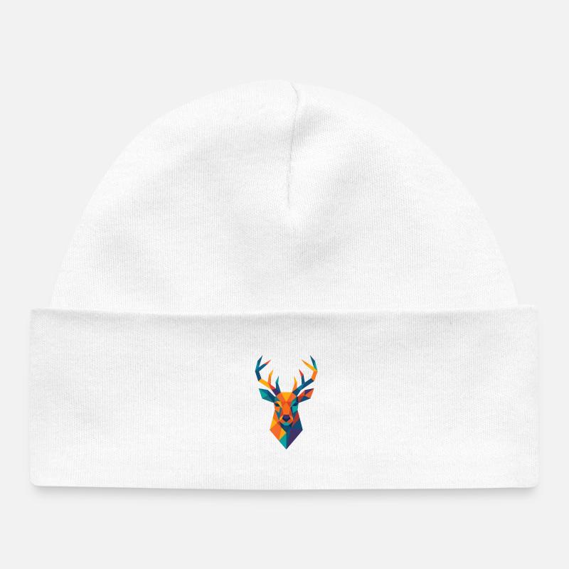 Tête de cerf | Impression de cerf / Impression / Design - Bonnet bébé bio - blanc