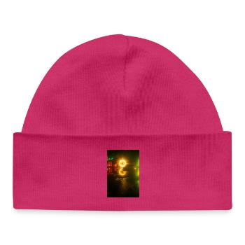 Leuchtendes Neon-Reflexion-Motiv - Baby Organic Mütze - hot Pink - Vorne