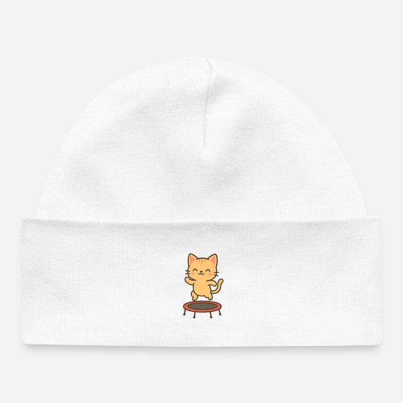 Chaton heureux sur trampoline - Bonnet bébé bio - blanc