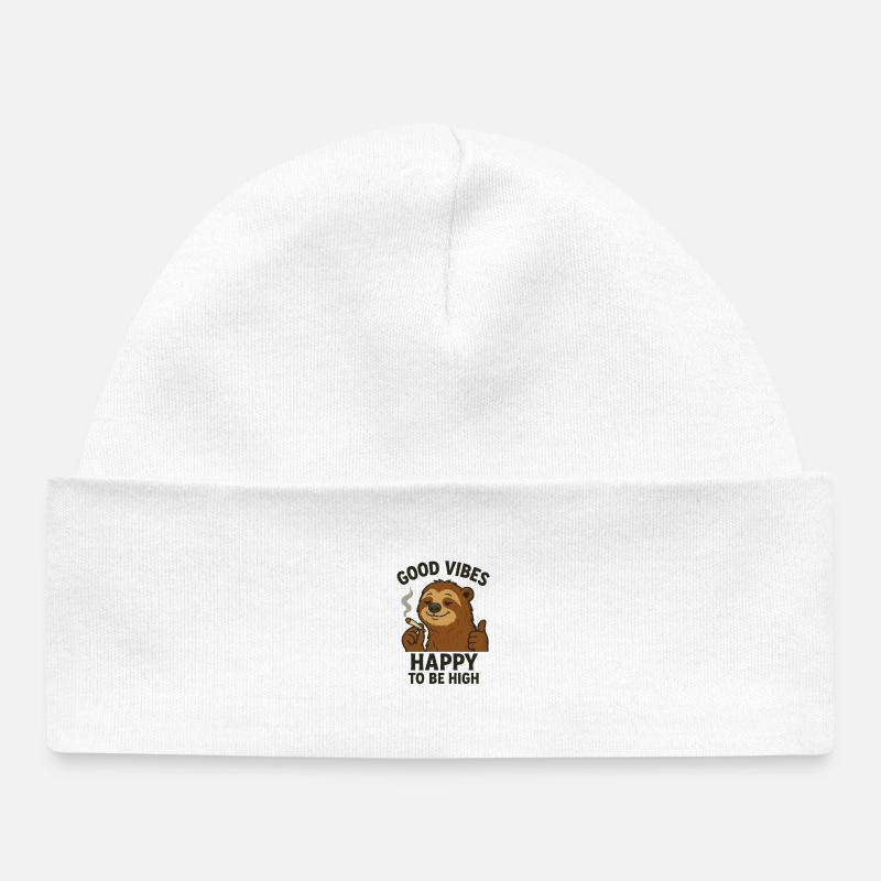 Chill Bear Cartoon Design - Bonnet bébé bio - blanc