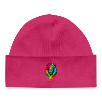 Stries de couleur de lion arc-en-ciel - Bonnet bébé bio - blanc - Devant