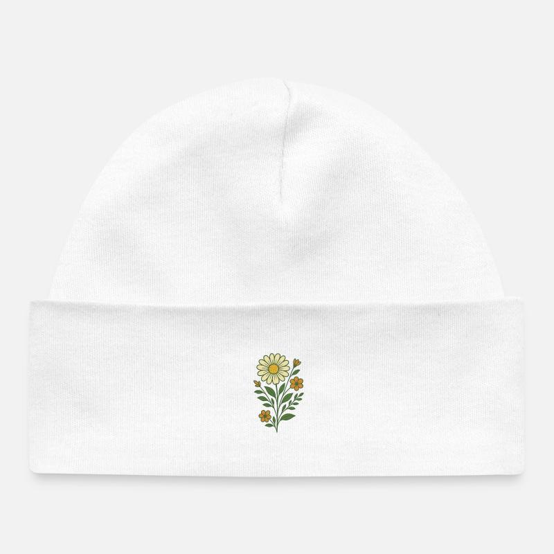 Bouquet de fleurs - Bonnet bébé bio - blanc