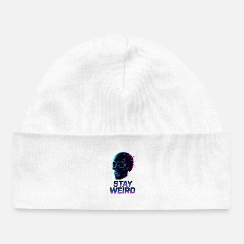 Restez bizarre Neon Skull - Bonnet bébé bio - blanc