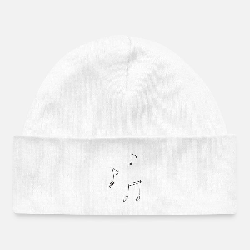 Notes de musique – Minimaliste, à main levée, écriture manuscrite - Bonnet bébé bio - blanc