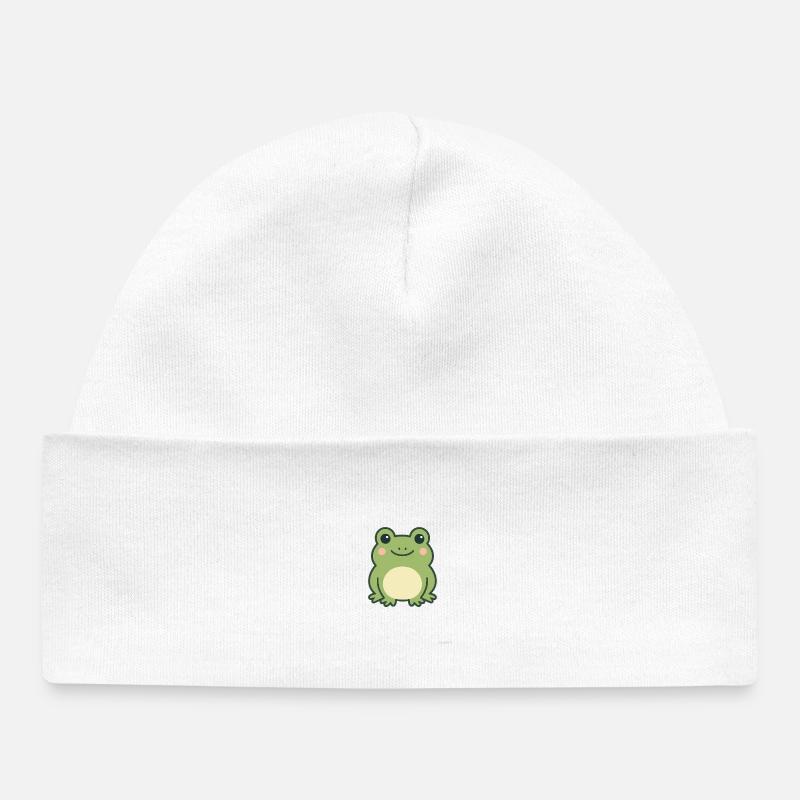 Grenouille Kawaii - Bonnet bébé bio - blanc