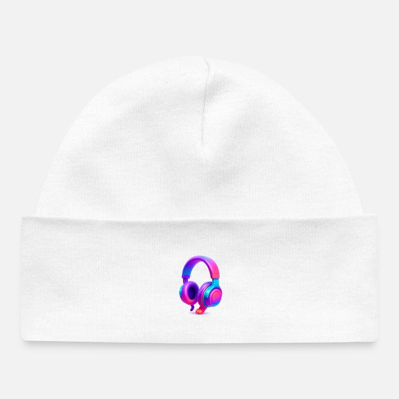 Neon Gradient Kopfhörer - Baby Organic Mütze - Weiß