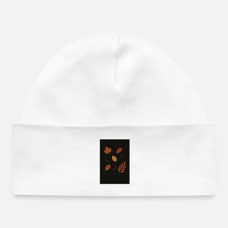 Feuilles d’automne sur fond sombre - Bonnet bébé bio - blanc