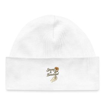 Stark & Schön - Empowerment Blumenmotiv - Baby Organic Mütze - Weiß - Vorne