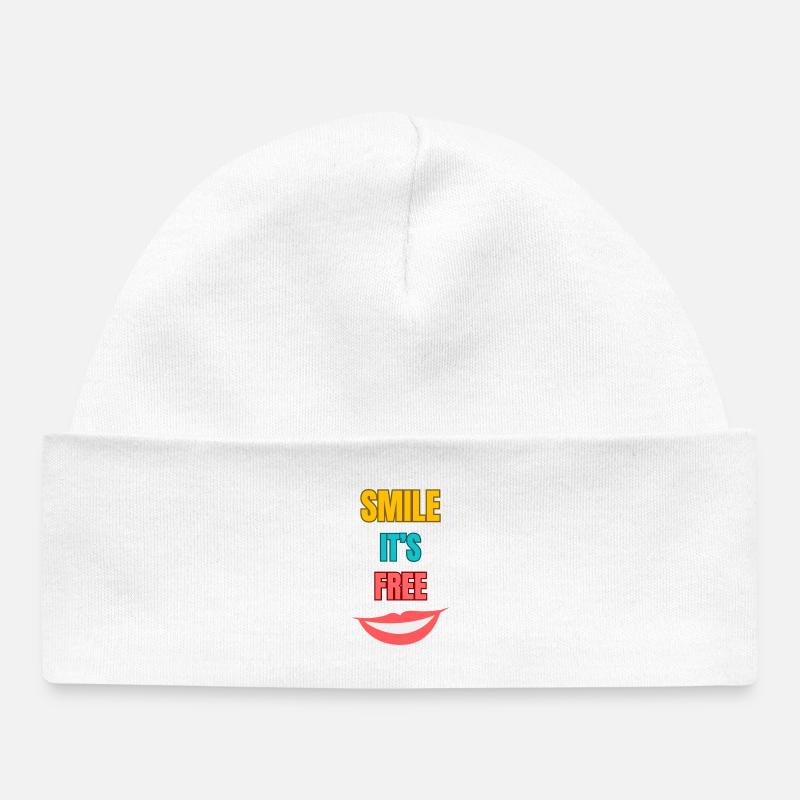 Smile sa typographie gratuite - Bonnet bébé bio - blanc