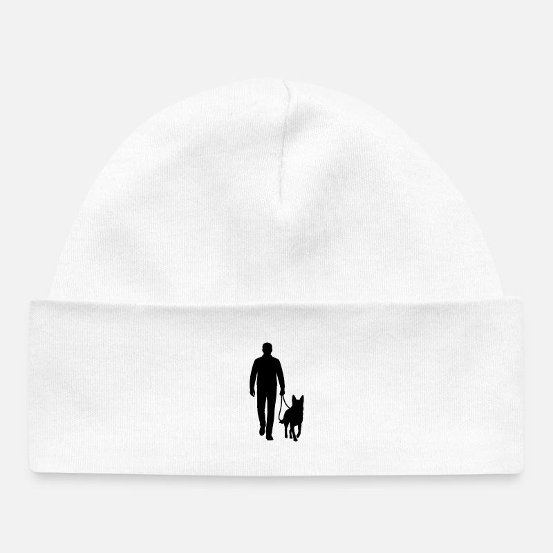 Silhouette de promenade de chien - Bonnet bébé bio - blanc