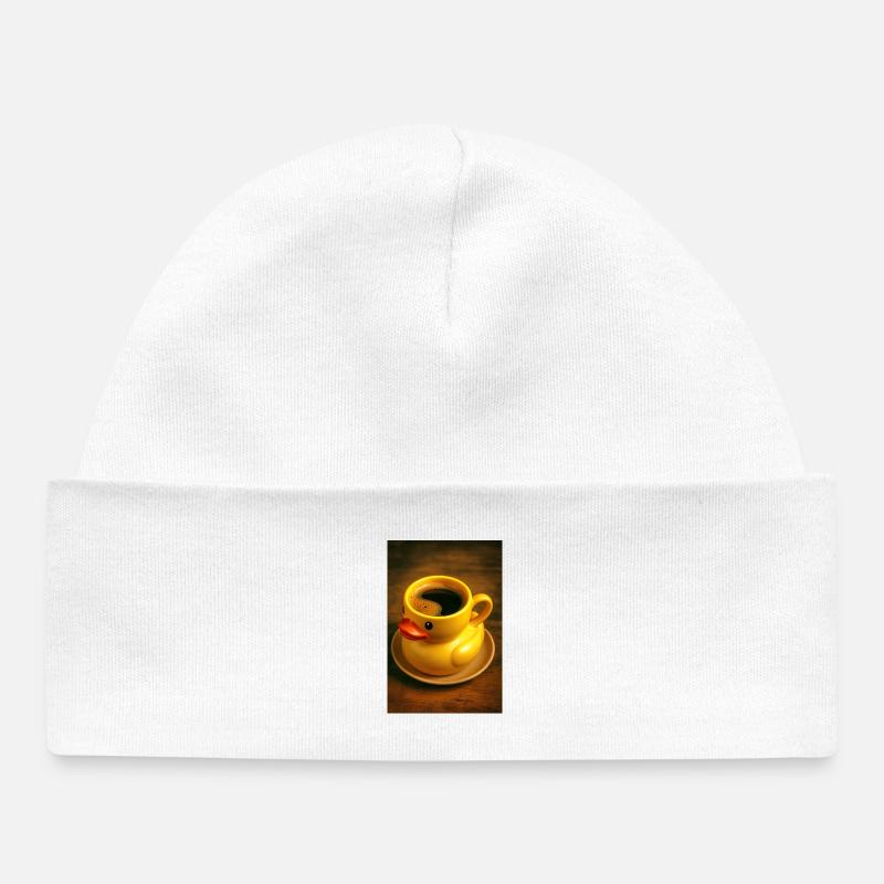 Bath duck as a coffee cup - Baby Organic Beanie - white