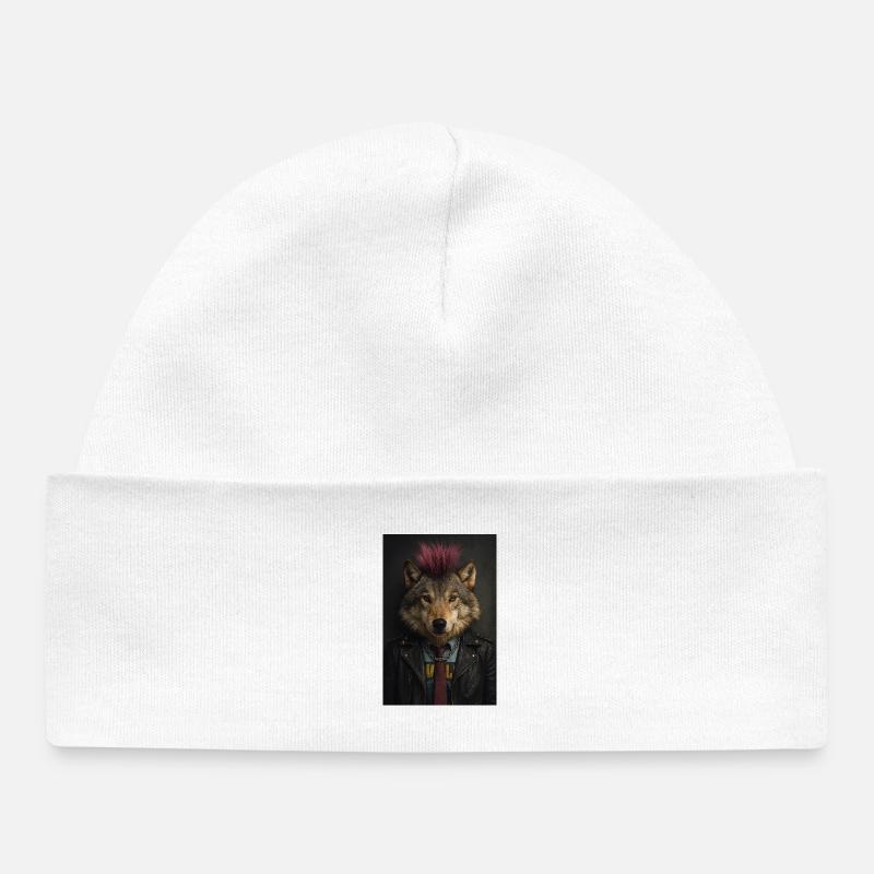 Blouson en cuir Wolf’s Punk Mohawk - Bonnet bébé bio - blanc