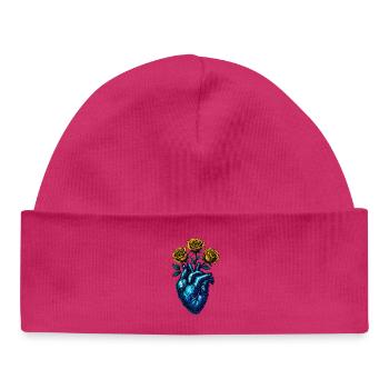Neon Heart with Golden Roses - Baby Organic Beanie - white - Front