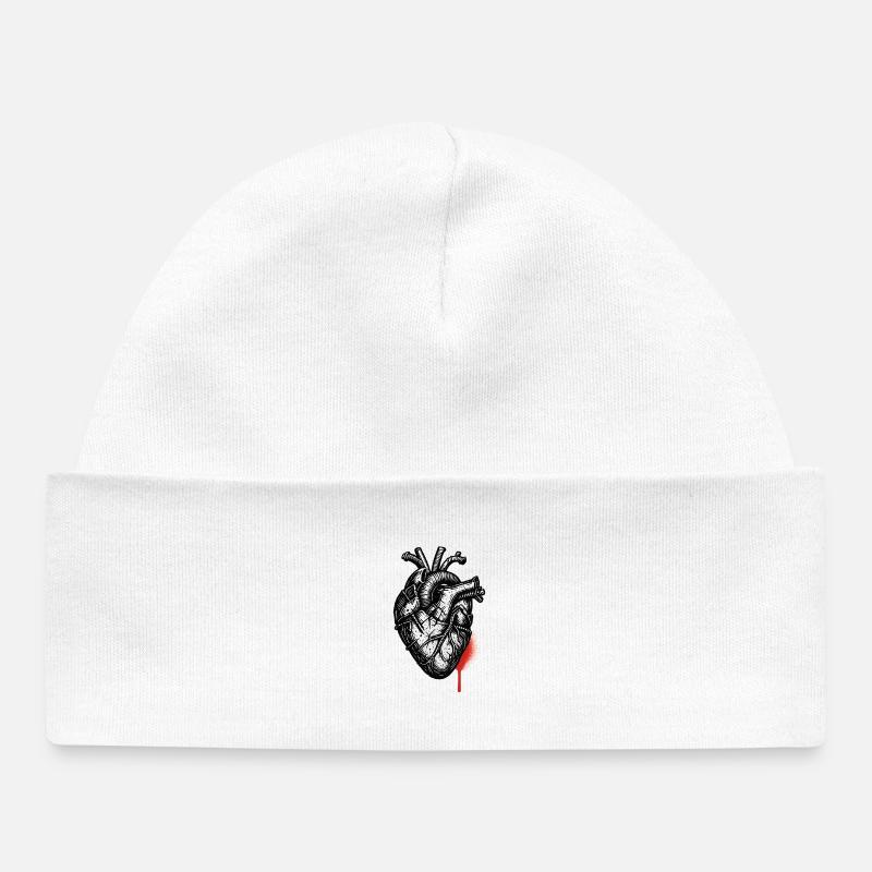 Le cœur d’un bûcheron en étain - Bonnet bébé bio - blanc