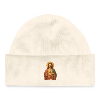 Heiliger Herz Jesu Ikone - Baby Organic Mütze - Weiß - Vorne