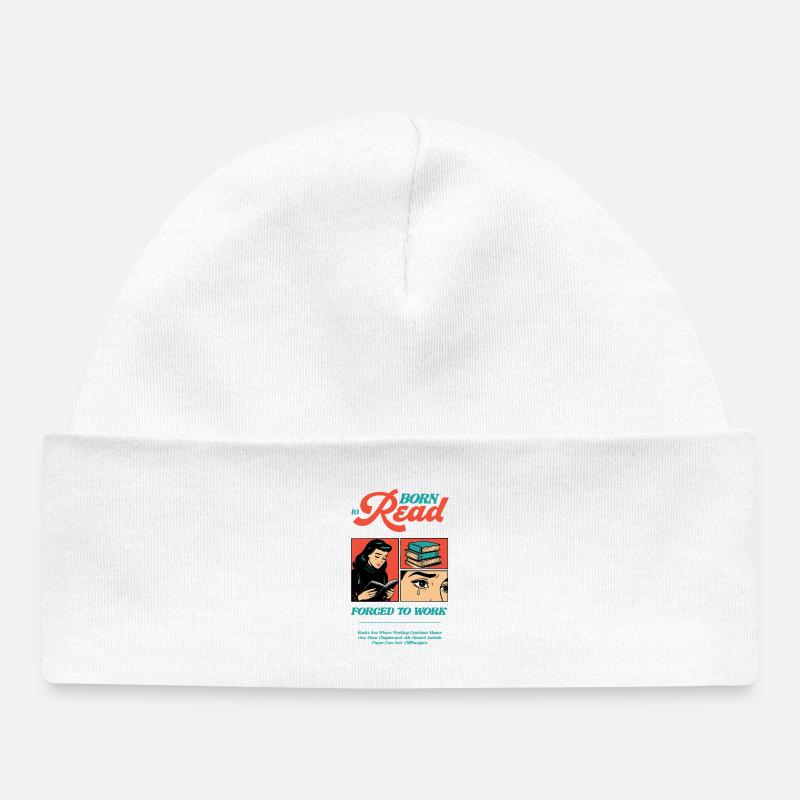 Né pour lire Forcé de travailler - Bonnet bébé bio - blanc