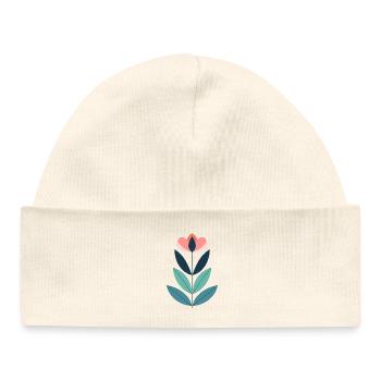 Geometric Modern Flower Illustration - Baby Organic Beanie - white - Front