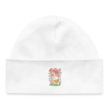 Maison de poupée lapin pastel en fleurs - Bonnet bébé bio - blanc - Devant