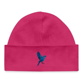 Geometrischer Blauer Vogel / Linker Flügel - Baby Organic Mütze - Weiß - Vorne
