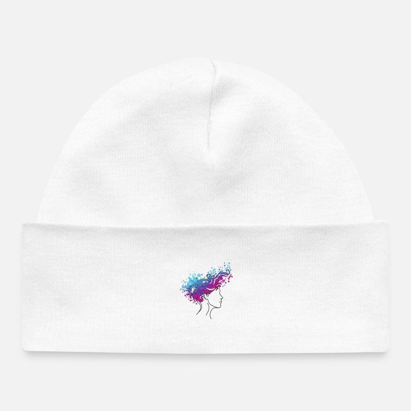 Flux cosmique de pensées – Conception de tête abstraite - Bonnet bébé bio - blanc