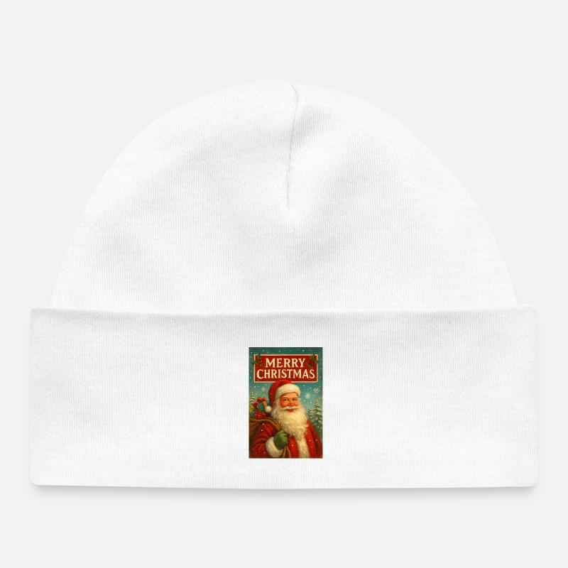 Père Noël Vintage et Cadeaux - Bonnet bébé bio - blanc