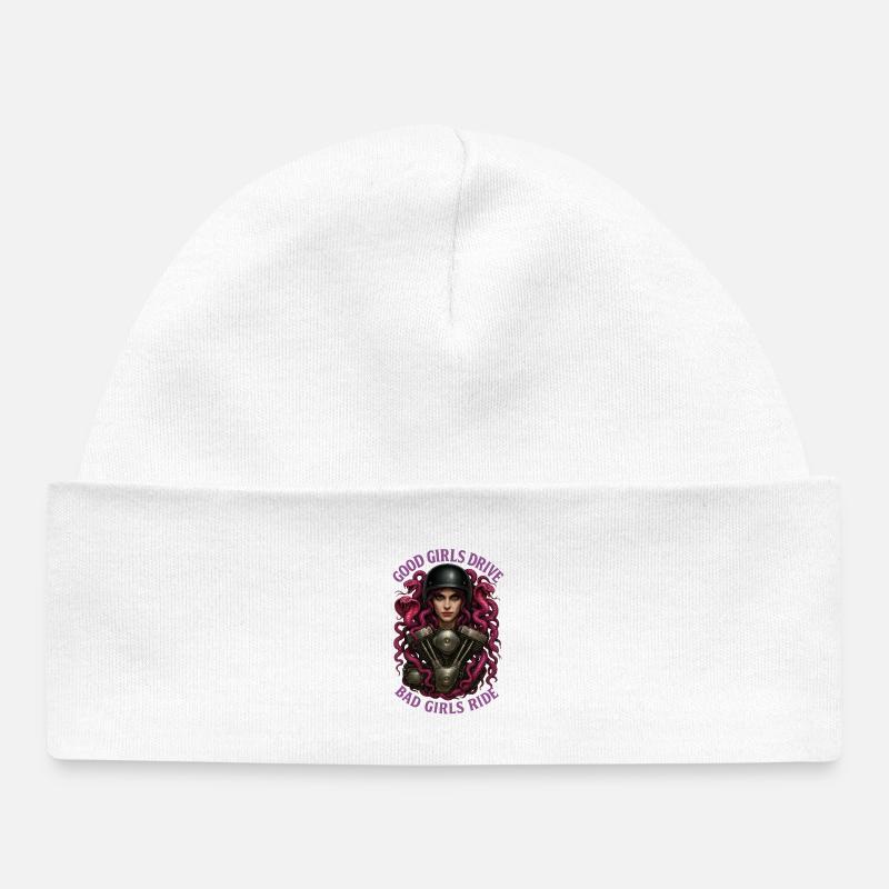 Bad Girls Ride – Mécanique de dreadlocks roses - Bonnet bébé bio - blanc