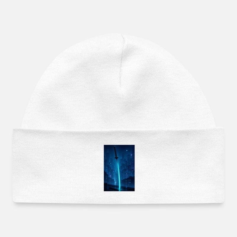 Katana néon au-dessus de Rain City - Bonnet bébé bio - blanc
