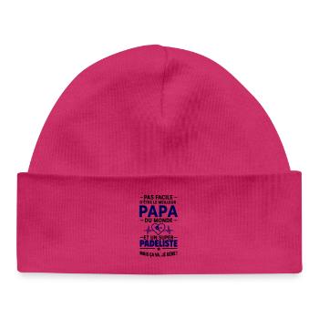 Cœur + Padel – Super Papa Joueur de Padel - Bonnet bébé bio - blanc - Devant