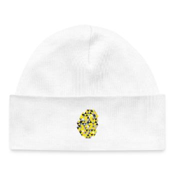 Geometric triangle pattern Sunny Yellow - Baby Organic Beanie - white - Front