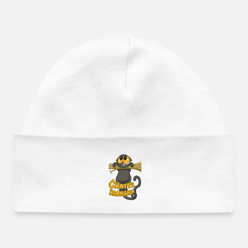 chatte branche ? - Bonnet bébé bio - blanc