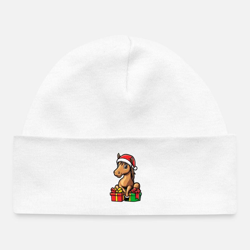 Cadeaux de Noël Cheval - Bonnet bébé bio - blanc