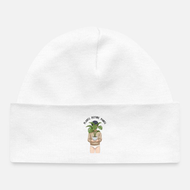 Les plantes avant les pantalons - Bonnet bébé bio - blanc