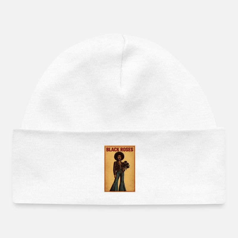 Roses Noires Afro Poster Vintage - Bonnet bébé bio - blanc