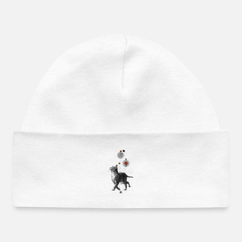 Chat mystique dans l’univers géométrique - Bonnet bébé bio - blanc
