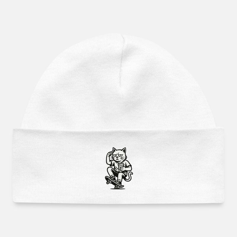Grim Skate Cat - Bonnet bébé bio - blanc