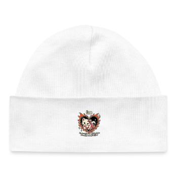 La chaîne de flammes du cœur du chat de Leo - Bonnet bébé bio - blanc - Devant