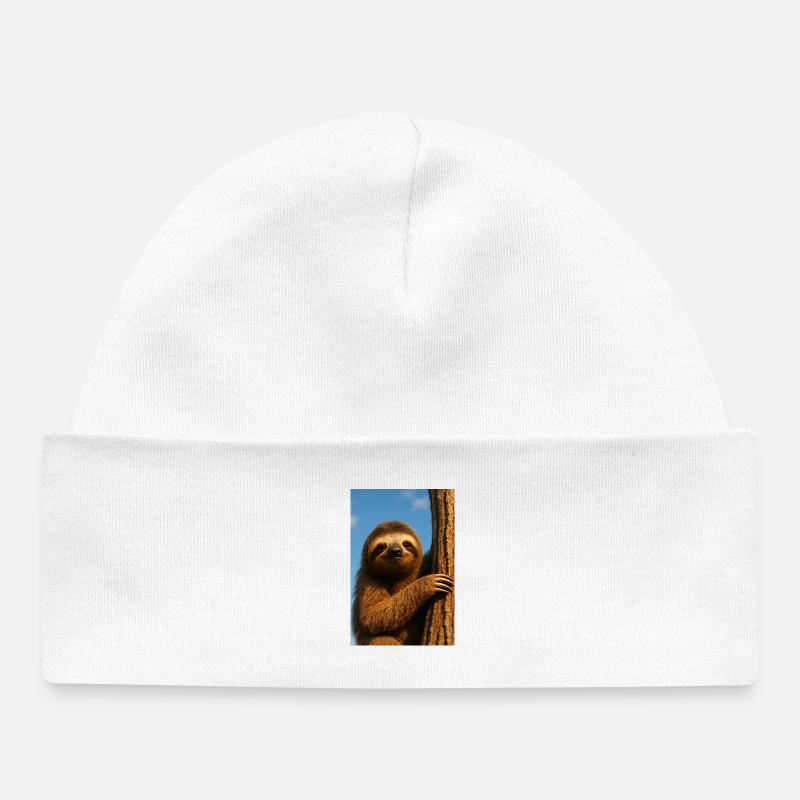 Paresseux dans l’arbre - Bonnet bébé bio - blanc