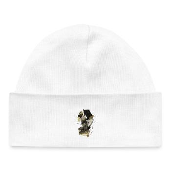 Golden Brushstrokes Abstract - Baby Organic Beanie - white - Front