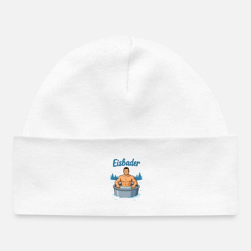 Eisbader Muskelmann im Eisbad - Baby Organic Beanie - white