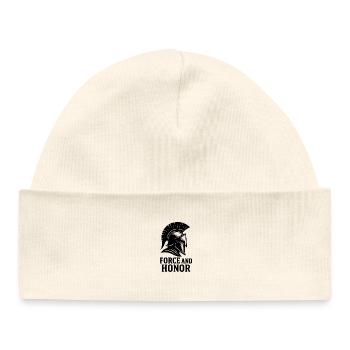 Strength & Honor – Motivating Warrior Design | Citat - Baby Organic Beanie - white - Front