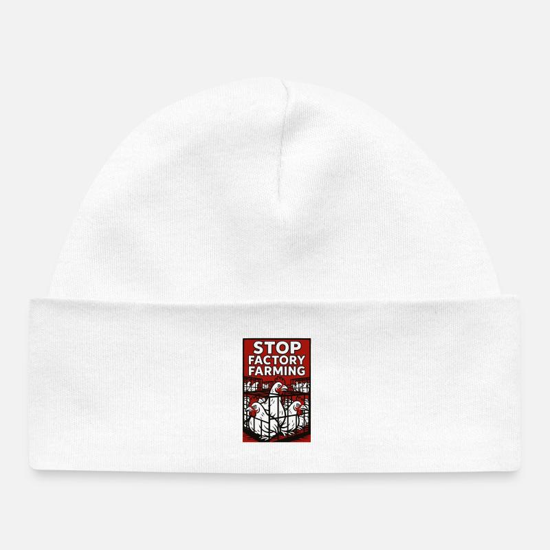 Affiche Stop Industry Farming - Bonnet bébé bio - blanc