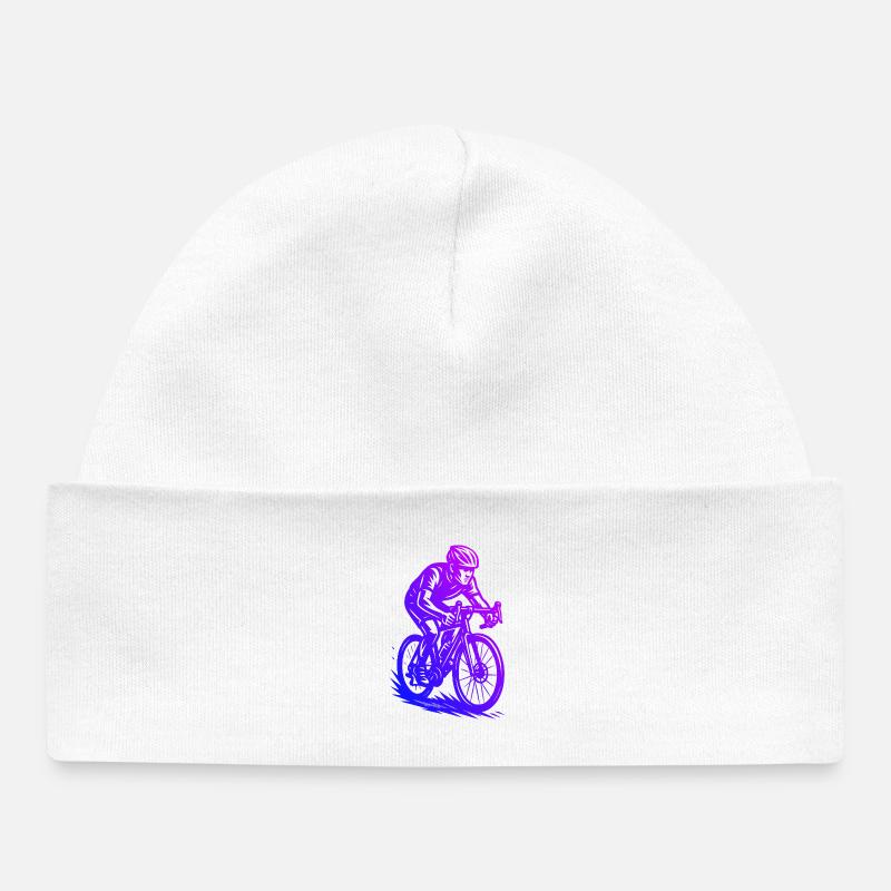 Motif minimaliste du vélo de route - Bonnet bébé bio - blanc
