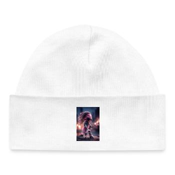 Dreadlock Doll Rocker on Pink Guitar - Baby Organic Beanie - white - Front