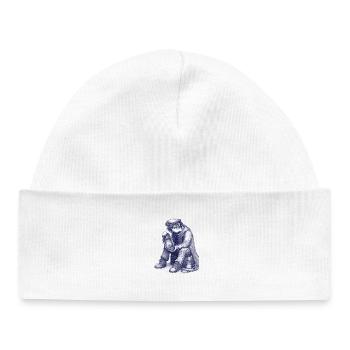 Triste | Stylo à bille peint à la main - Bonnet bébé bio - blanc - Devant