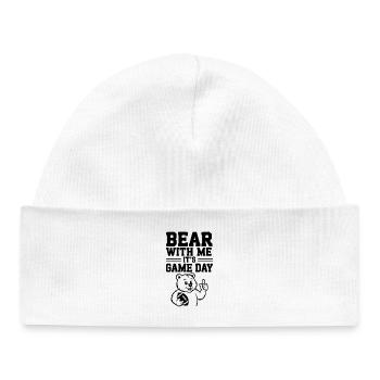 Bear With Me, It’s Game Day - Baby Organic Beanie - white - Front