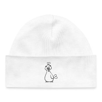 Odd Cartoon Chicken Illustration - Baby Organic Beanie - white - Front