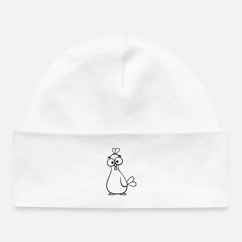 Illustration de poulet de dessin animé Odd - Bonnet bébé bio - blanc
