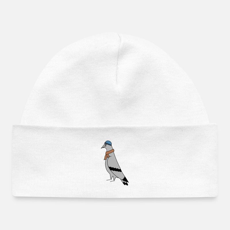 Écharpe Pigeon Beanie – Illustration Urban Minimal - Bonnet bébé bio - blanc